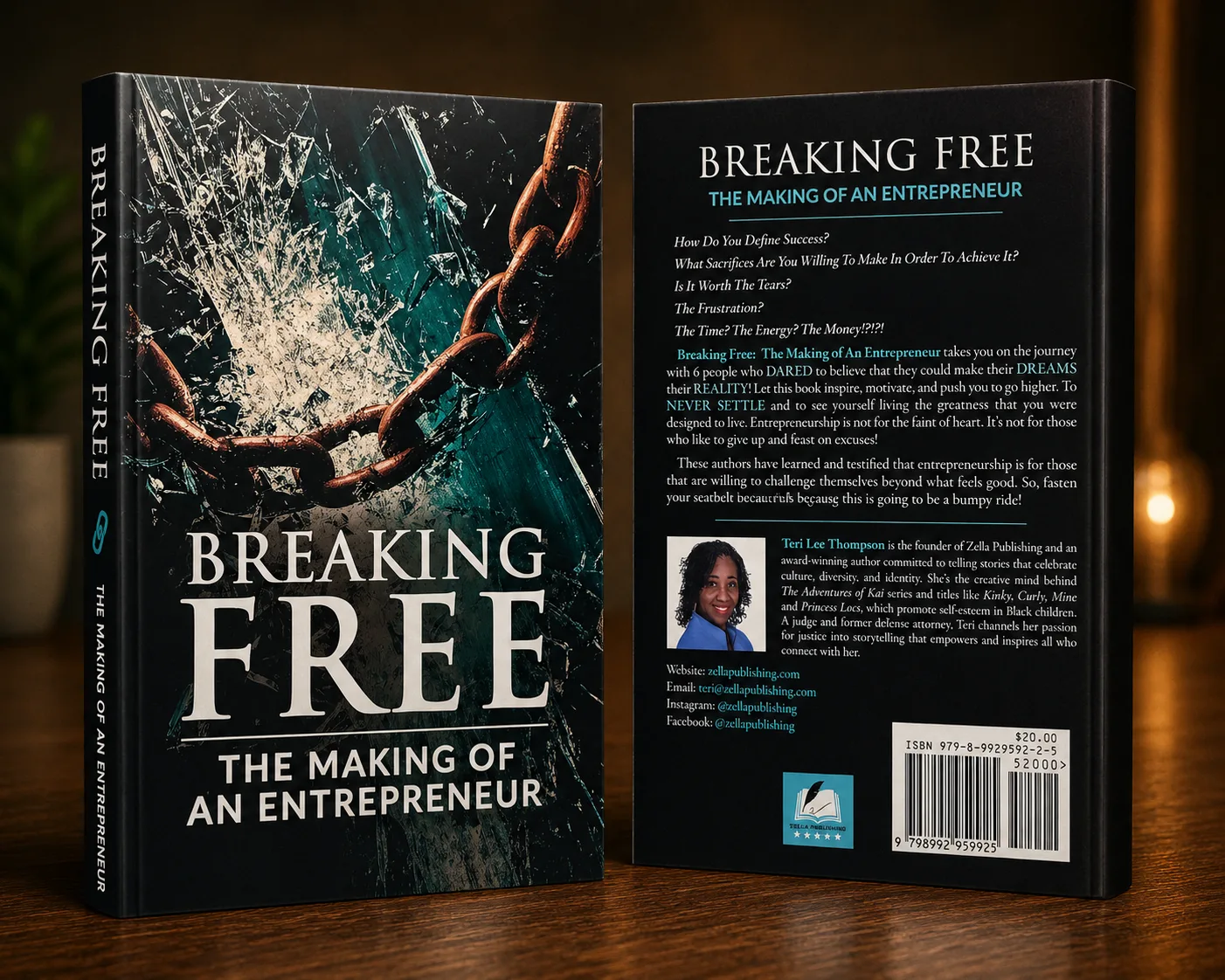 Breaking Free front-and-back three-dimensional book mockup