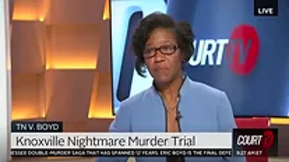 Teri Lee Thompson appearing on Court TV during coverage in Knoxville
