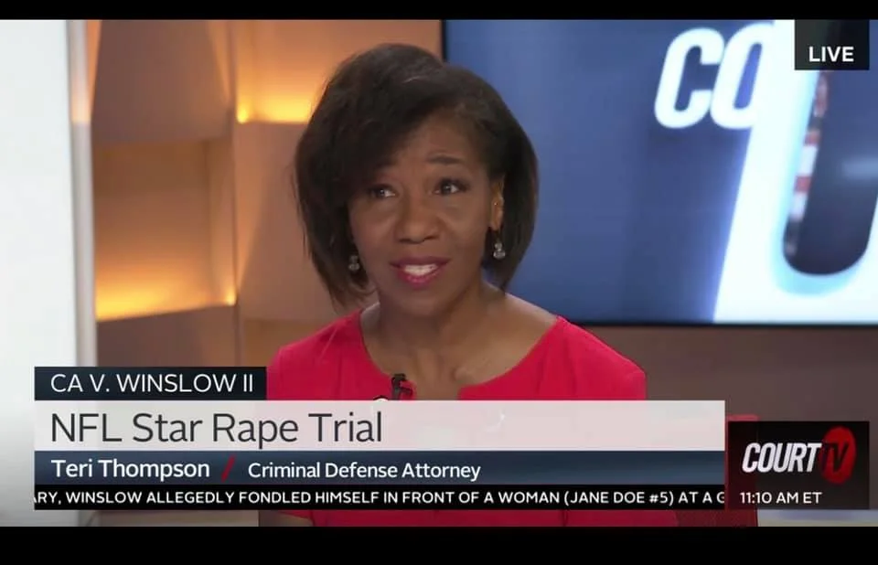 Teri Thompson appearing on Court TV during California v. Winslow coverage